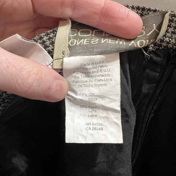 Women's Houndstooth Pencil Skirt Wool Silk Sz L 12 Brown Academia Preppy Office - Picture 6 of 8